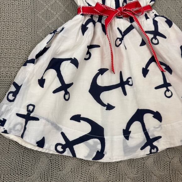 Crewcuts Nautical Anchor Print Kids Dress with Red Belt ~ 3 - Picture 3 of 12
